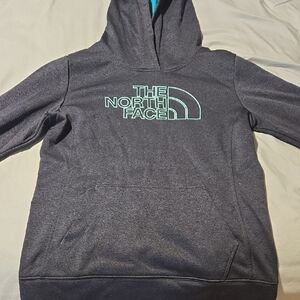 The North Face Charcoal Hoodie with Mint Logo